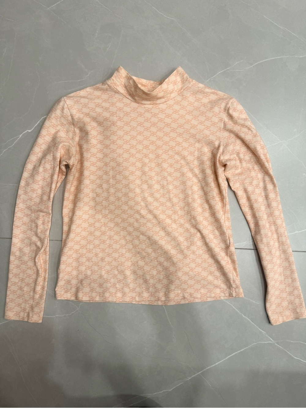 Fendi FF calligraphy Long Sleeve Top in Light Peach